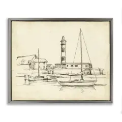 Stupell Industries Antique Lighthouse Study Floating Frame, design by Ethan Harper