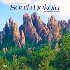 South Dakota Wild & Scenic | 2026 12 x 24 Inch (Hanging) Monthly Square Wall Calendar | Plastic-Free