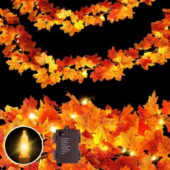 Fall Garland with Lights Battery Operated - 1 Pack