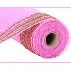 10.25" Drift Border Mesh Ribbon: Pink/Red (10 Yards)