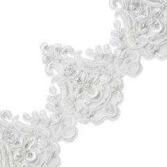 5 yards of Nelly Embroidered Organza Lace Trim with Pearls and Sequin | 5 yard cut