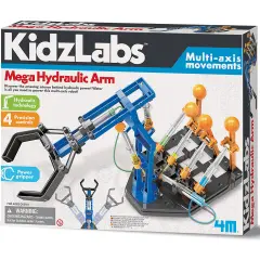 4M: KidzLabs: Mega Hydraulic Arm - DIY Robotic Water Powered Technology Kit, 18" Arm w/ Multi-Axis Movements, STEM Science Activity Set, Kids Ages 8+