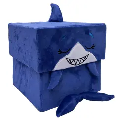 Happy Nappers: Adorable Storables - Shark - Blue & White - 8&rdquo; Character Box & Surprise 8&rdquo; Plush Toy w/ Weighted Paws, Square Storage Bin, Kids Age 1+