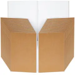 24 Pack Blank Notebook Bulk, Brown Unlined Kraft Paper Journals for Kids Drawing, Sketching, Sketchbooks for Students to Write Stories, Classroom Supplies - A4 8.5x11 inch Letter Size Large