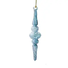 Outer Swirl Icicle Glass Ornaments - Blue
