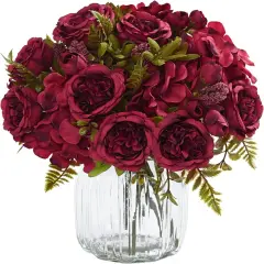 4 Packs Peonies Artificial Flowers Bouquet - Red