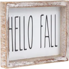 Hello Fall Block Sign Tabletop Decor