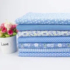 7Pcs 20" x 20" Cotton Fabric DIY Making Supplies Quilting Patchwork (Blue, 20" x 20")