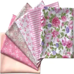 6Pcs Random Pink Color Cotton Fabric - 18x22 Inches