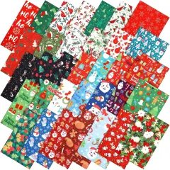 100 Pcs Christmas Fabric Bundles - 8 x 8 Inches