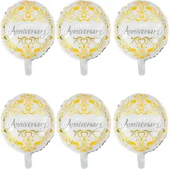 6 Pcs Anniversary Mylar Balloons Round Foil Helium Balloon
