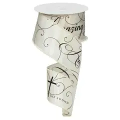 2.5" Amazing Grace Ribbon: Ivory & Black (10 Yards)