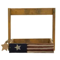 Rustic Wood Flag Tote Americana Decor with Star Tag