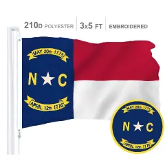 North Carolina State Flag 300D Embroidered Polyester 3x5 Ft
