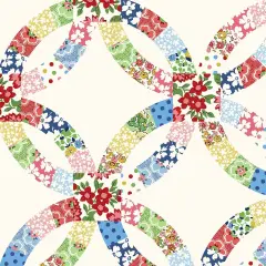 Multi Merry-Go-Round Double Wedding Ring Cotton Wideback Fabric per yard