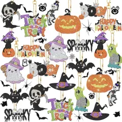 24 Pcs Halloween Diamond Art Keychains