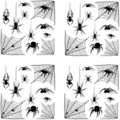 4 Sheets Black Spider & Web Halloween Window Clings (44 Pieces)