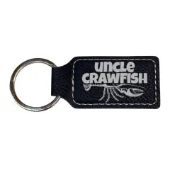 Keychain - Rectangle - Uncle Crawfish - Leather Black/Silver