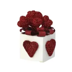 10.5" Valentine's Day Glitter Foam Gift Box with Hearts - Red and White Decor - Foam gift box wreath attachment - TCT Crafts (MTX70784RDWH)