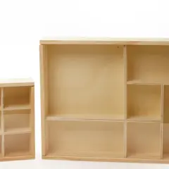 Pine Wood 6 Section Tray with Clear Sliding Top 12" x 9" x 1 3/8" 6 Each