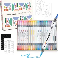36-Color Acrylic Markers for Rock Painting, Dual Brush Tip Acrylic Pens, Waterproof Paint Markers