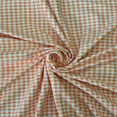 1 Yard Orange Gingha Print Spandex Fabric for Swimwear and Leggings 58/60 Inches Wide