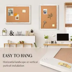White Cork Board 24" x 18" Wooden Framed Corkboard(White Frame)