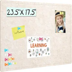 23.5 X 17.5 inches Cork Board with 20 Pushpin(Oatmeal)