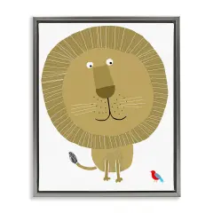Stupell Industries Friendly Lion & Bird Floating Frame Design by Carla Daly