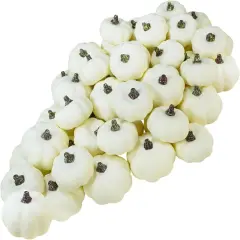 48 Pcs Fall White Fake Pumpkins Tabletop Display