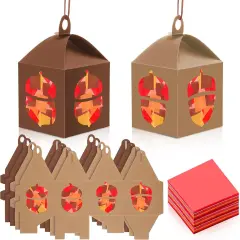 16 Sets Acorn Tissue Sign Crafts Kit Fall Tissue Paper Lanterns