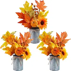 3 Pack Fall Faux Maple Leaf Picks for Table Decor