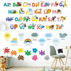 Animal Alphabet Numbers Colour Weather Kids Wall Stickers