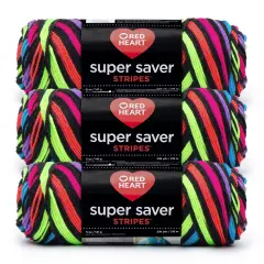 Red Heart Super Saver Yarn 24 Pack-Neon Stripes