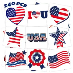 240 Pcs 4th of July Temporary Tattoos for Kids