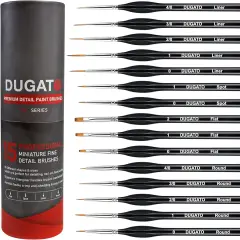 Detail Paint Brush Set, 15pcs Fine Miniature Paint Brushes Kit with Ergonomic Triangular Handle, Holder and Travel Bag, Perfect for Acrylic, Oil, Watercolor, Art, Scale, Model, Face, Paint by Numbers