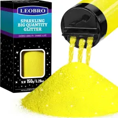 Yellow Glitter, Glitter, 150g/5.29oz Extra Fine Glitter, Resin Glitter Powder, Nail Body Craft Glitter for Resin Arts Crafts Party Decor, Fluorescent Yellow Glitter