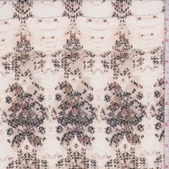 Ecru Snakeskin Print Silk Voile Fabric By the Yard