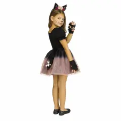 Cute Kids Pretty Pets Cat Halloween Costume with Black Pink Tutu Tail and Ears