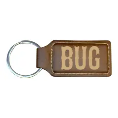 Keychain - Rectangle - Bug - Leather Rustic/Gold