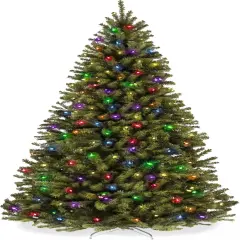Pre Lit Spruce Christmas Tree, 900 Multicolored LED Lights, 2,028 Branch Tips,, for Indoor Christmas Decor Green