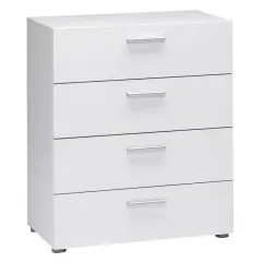 Contemporary Style White 4-Drawer Bedroom Bureau Storage Chest