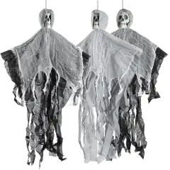 3 Halloween Skeletons Hanging Ghosts