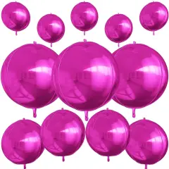 12Pcs Hot Pink Round Foil Balloons(Hot Pink)