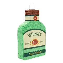 Whisky Bottle Adult Pinata, 21st Birthday, Bachelor Party Decorations for Men (16.5 x 11 In) Green