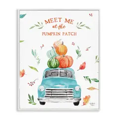 Pumpkin Patch Seasonal Leaves Botanicals Blue TruckFramed Giclee Art White