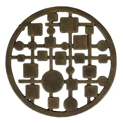 Cast Iron Circles & Squares Trivet &ndash; Bronze, 8" Mid Century Modern Accent