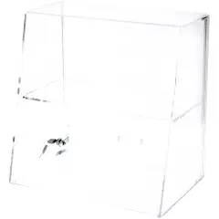 Plymor Clear Acrylic Locking Display Case with Slanted Front and Sliding Back, 1 Flat Shelf