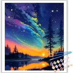 Landscape Paint by Numbers Kit for Adults, Aurora Paint by Number Adult, Painting by Numbers for Gifts and Home Interior Decor 16x20 Inch