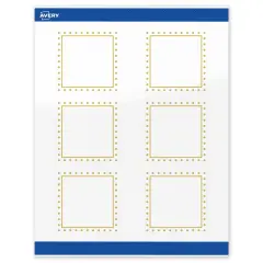 Avery Printable Square Labels, Gold Border with Gold Dots, 3" x 3", Glossy White Square Labels, Permanent, Laser/Inkjet, 60ct, Great for Product Labels